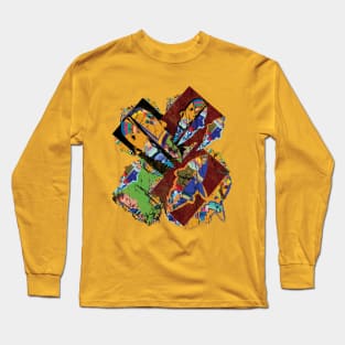 Colorful modern digital abstract geometric wall decoration art Long Sleeve T-Shirt